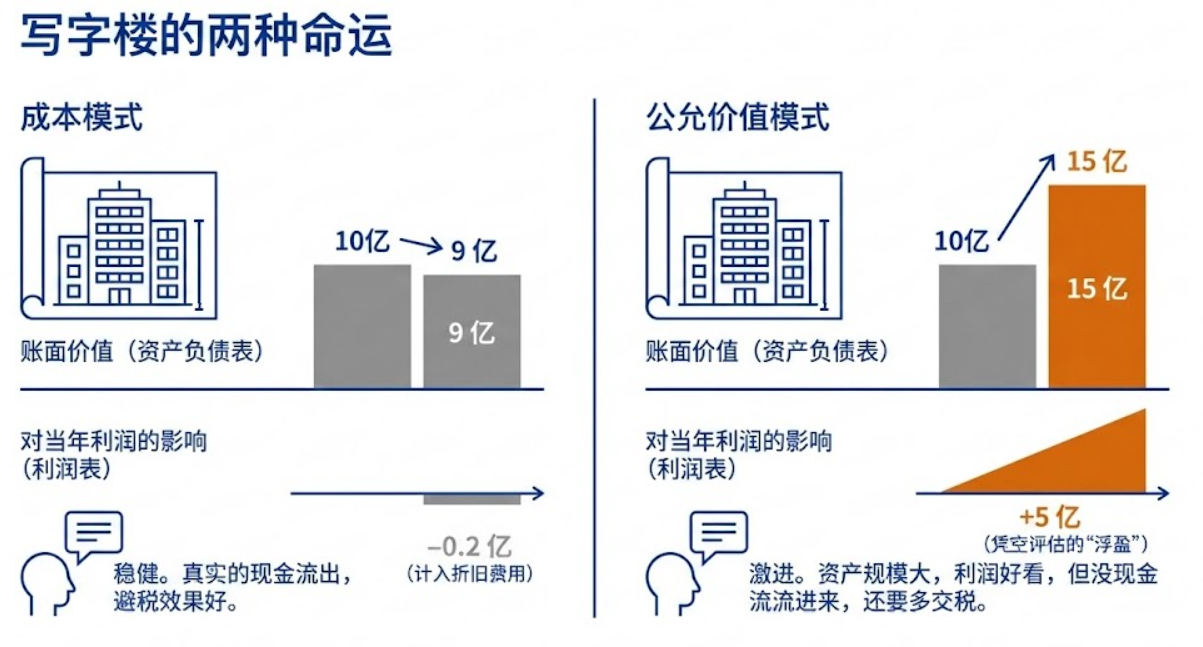 投资性房地产：成本模式与公允价值模式