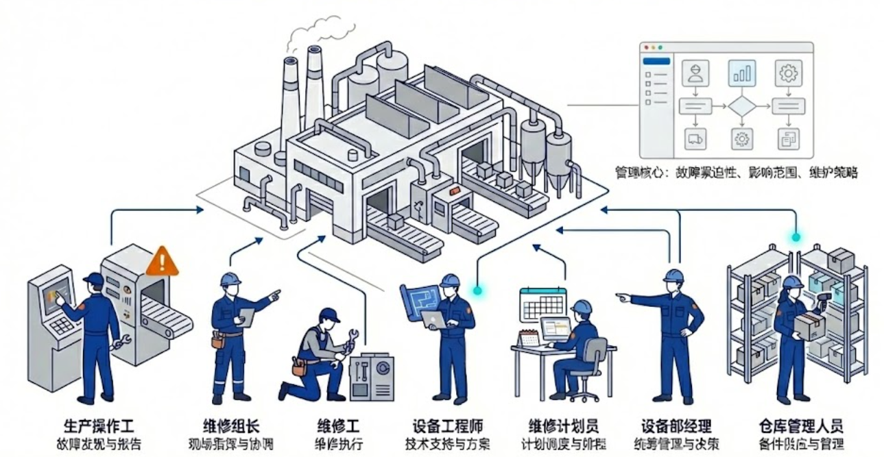 制造现场：操作、维修、计划与仓管的分工