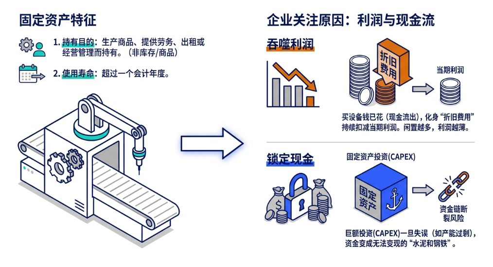 固定资产的确认特征与企业关注点